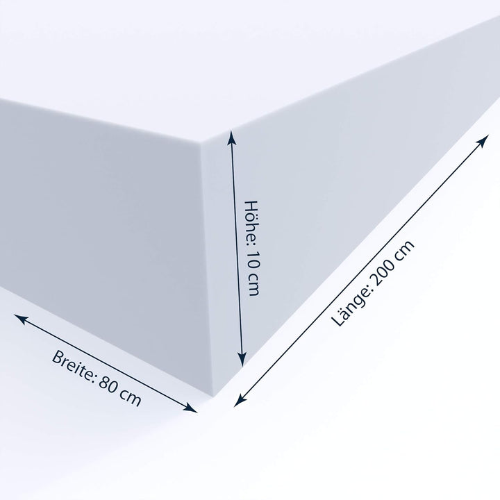 MSS e.K. Schaumstoffplatte Polster Auflage Topper - 200 x 80 x 10 cm - RG27/45 10 cm 80 x 200 cm, 10