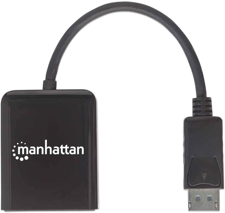 Manhattan 207768 DisplayPort auf 2-Port DP Splitter mit Multi-Stream Transport, schwarz Single, Sing