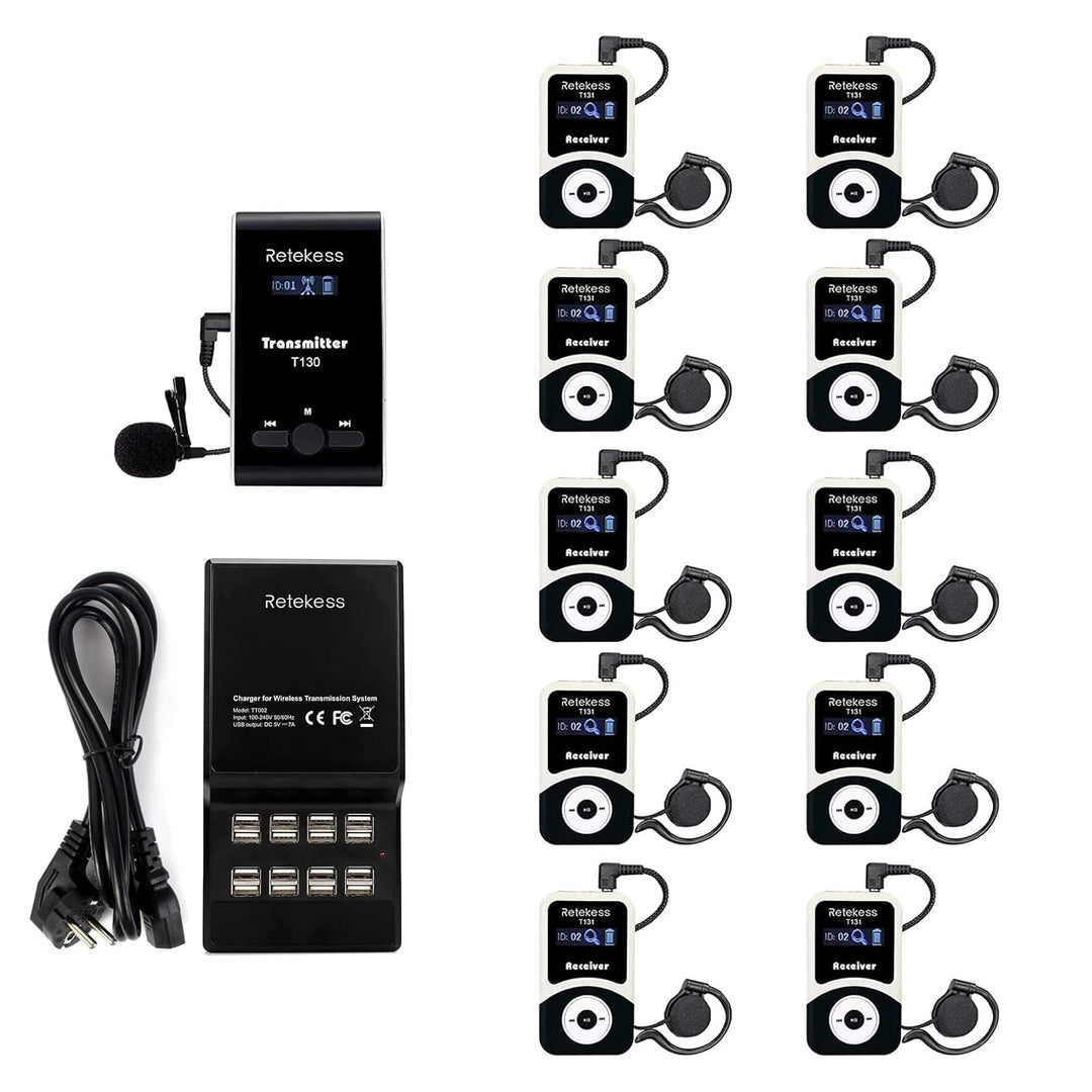 Retekess T130-T131 Kabelloses Tour Guide System,99 Kanäle, PLL-Technologie, 12H, Übersetzer Dolmetsc