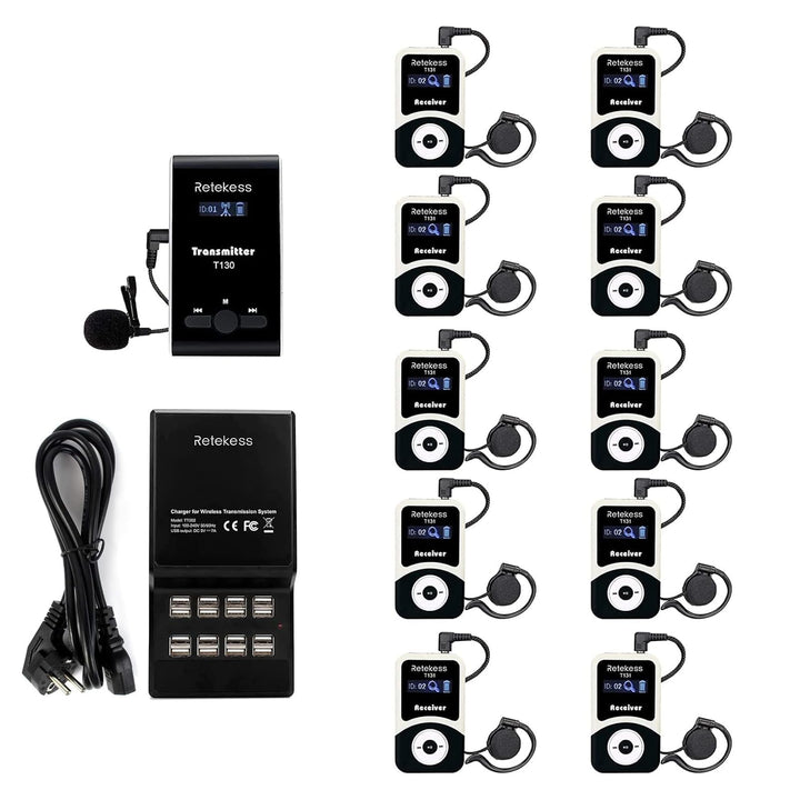Retekess T130-T131 Kabelloses Tour Guide System,99 Kanäle, PLL-Technologie, 12H, Übersetzer Dolmetsc