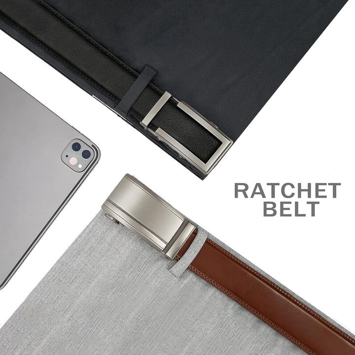 28"-68 "Herren Ledergürtel mit Ratsche, gross und schlank mit automatischer Schnalle 165cm/52"-60" T