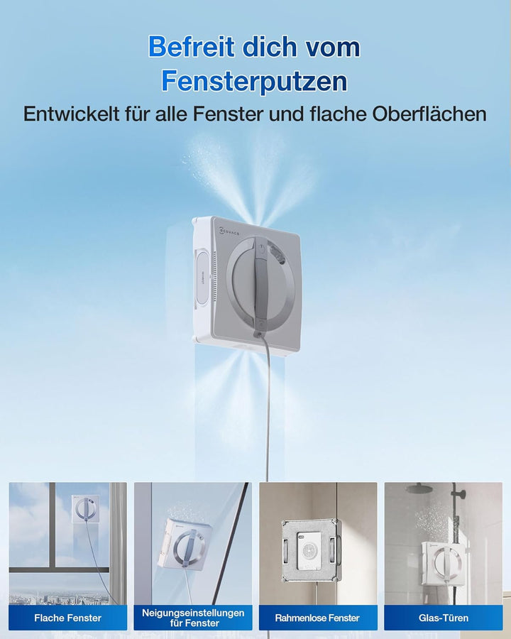 ECOVACS WINBOT W2 PRO Fensterputzroboter, 3-Düsen-Wassersprüher, 10-Stufen-Schutzsystem, Win-SLAM 4.