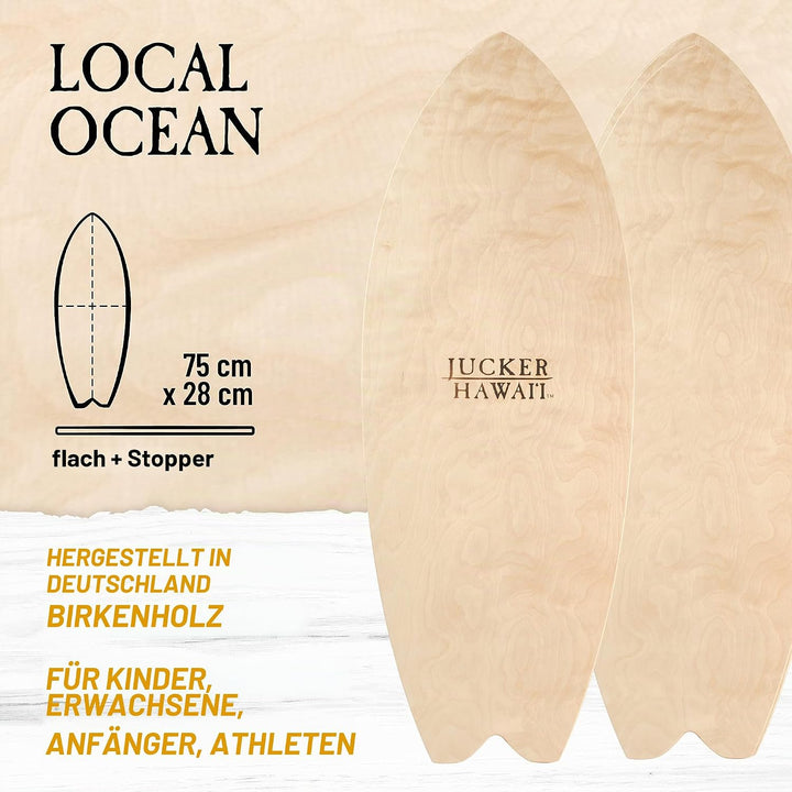 JUCKER HAWAII Balance Board Homerider Local Ocean - Balanceboard Set inkl. Korkrolle und Balance Kis