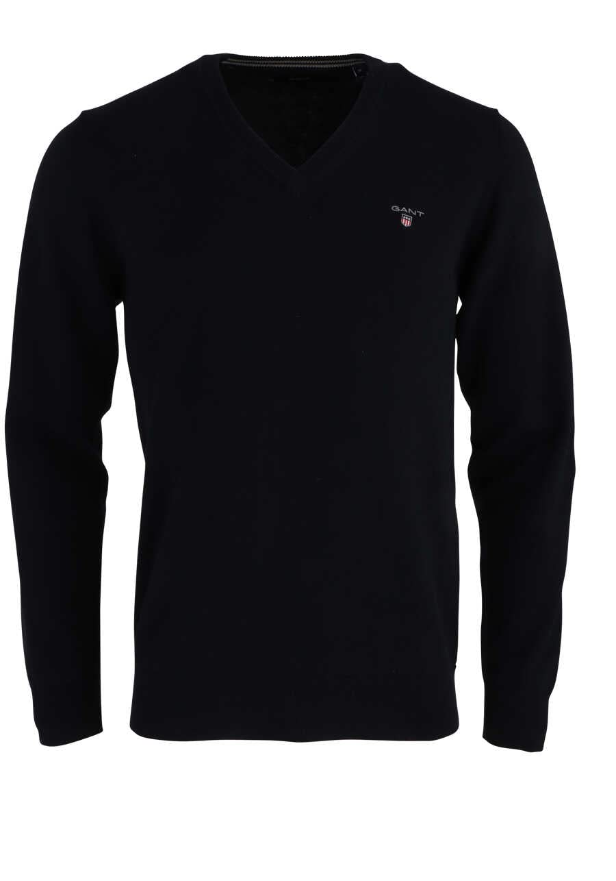 GANT Herren Md. Extrafine Lambswool V-Neck Pullover S Schwarz, S Schwarz