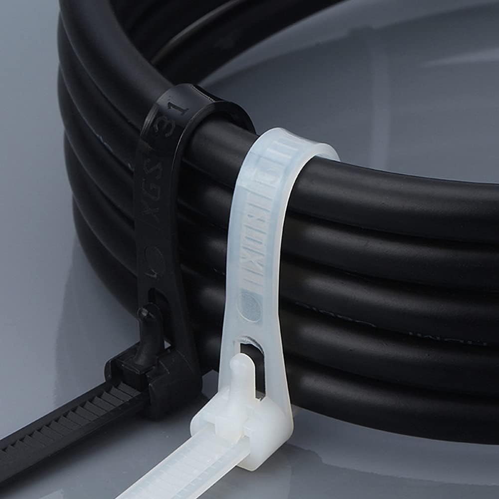 Oksdown Kabelbinder wiederverschliessbar Schwarz 400 mm × 7,6 mm 100 Stück UV-Beständig Stark Gross
