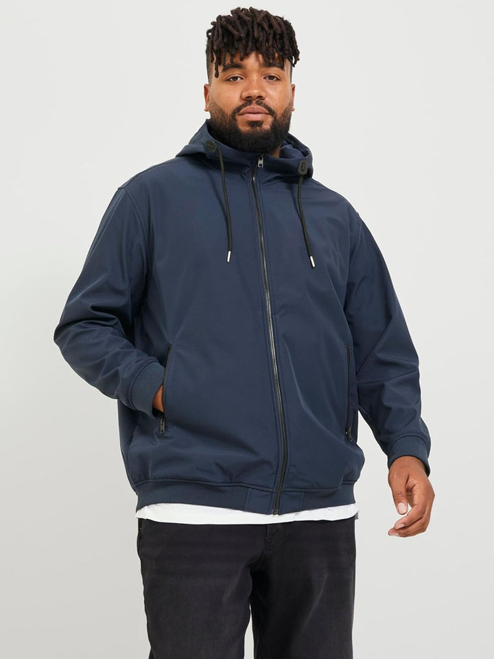 JACK &amp; JONES Herren Jjebasic Softshell Hood Pls Jacke 3XL Navy Blazer, 3XL Navy Blazer