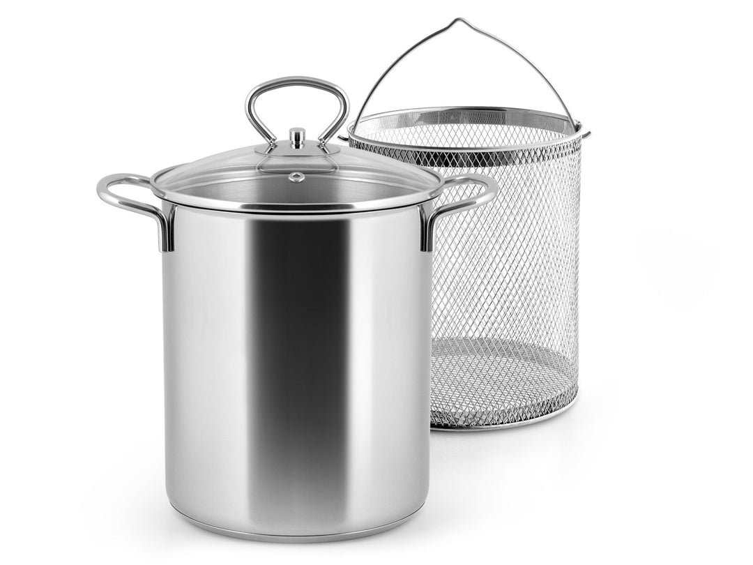 Home Anita Spargelpfanne mit Deckel und Korb, rostfreier Stahl, 4 Liter