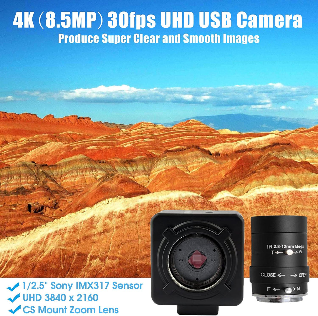 Svpro 4K Kamera für Computer,8 Megapixel Zoomable Webcam Manueller Fokus,Sony Sensor,5X Optischer Zo