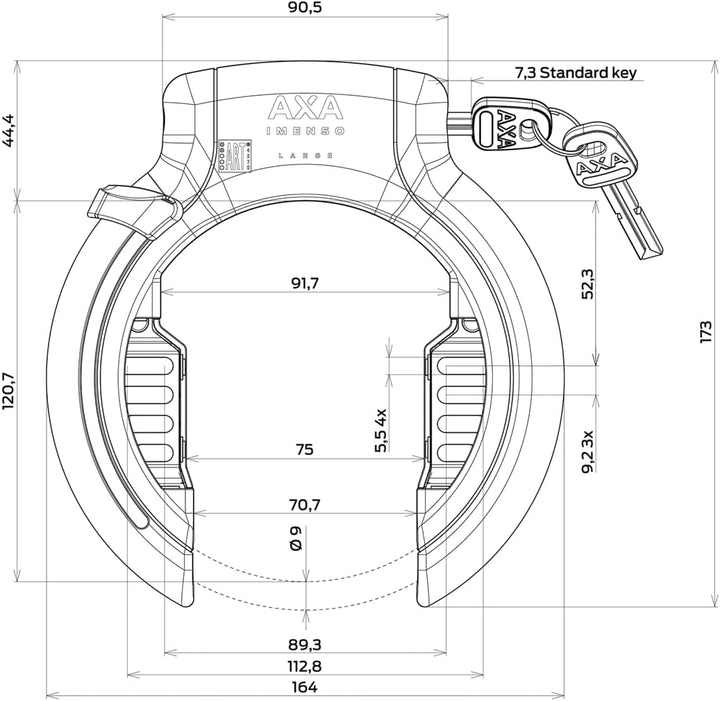 AXA Set Imenso L Retractable + ULC 130 + Transporttasche – Rahmenschloss Set mit Einsteckkette und T
