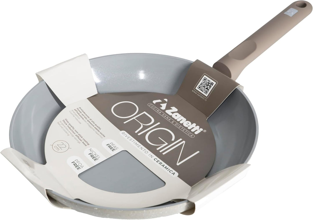 Zanetti, Origin Bratpfanne Durchmesser 22 cm, Keramikbeschichtung, hohe Qualität, Antihaftbeschichtu