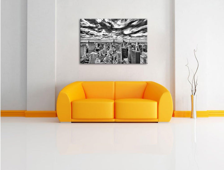 Pixxprint New York Skyline / 100x70cm Leinwandbild bespannt auf Holzrahmen/Wandbild Kunstdruck Dekor