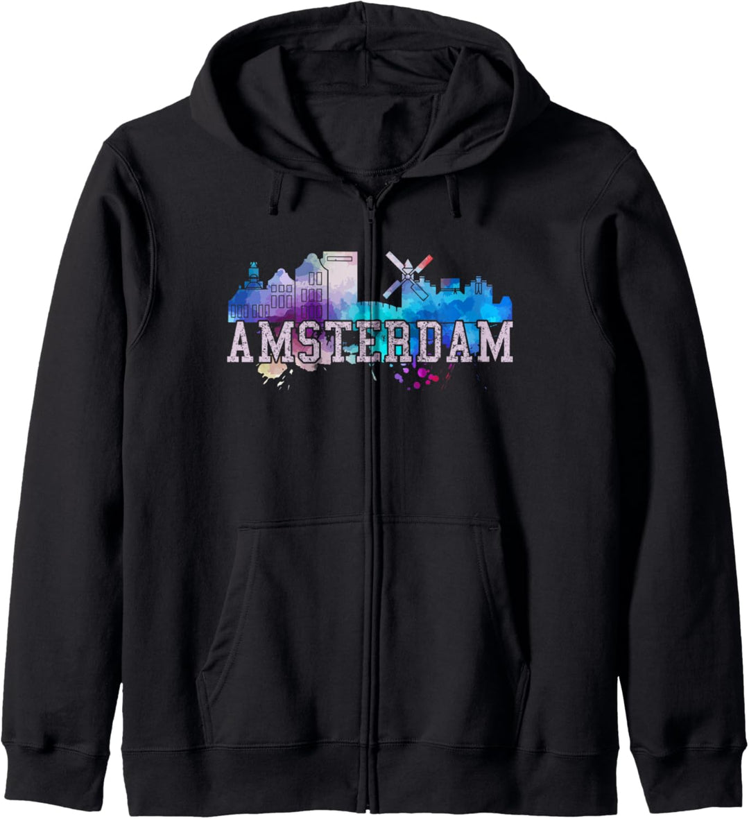 Amsterdam Skyline Windmühle Holland Niederlande Souvenir Kapuzenjacke