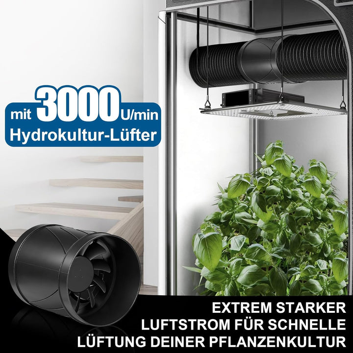 Regelbar Rohrventilator 150mm, 588 m³/h Inline Abluftventilator mit Drehzahlregler, EC Motor, EU-Ste