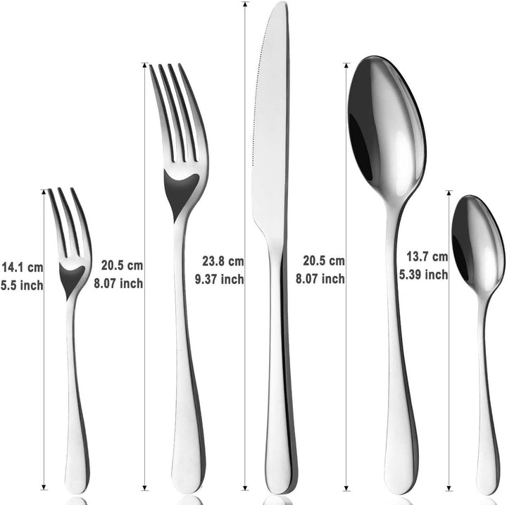 BEWOS Besteck Set für12 Personen - 60 Teilig Essbesteck Set inkl. Messer, Gabel, Löffel, Besteck Ede