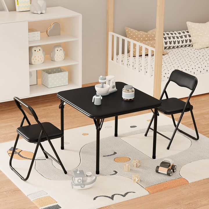 Set aus Tisch und 2 Klappstühlen für Kinder – stabiler Metallrahmen und weiche PU-Kissen – perfekt z