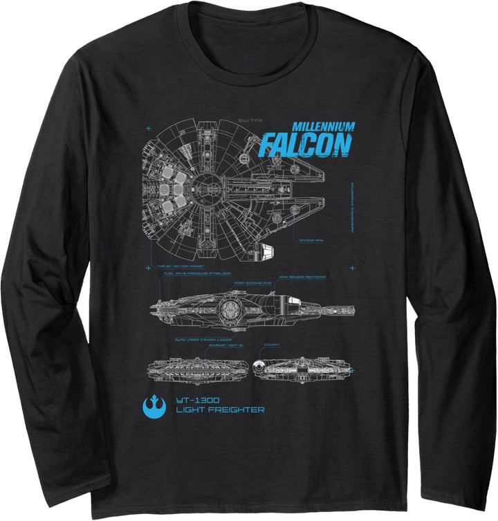 Star Wars Millennium Falcon Diagram Langarmshirt