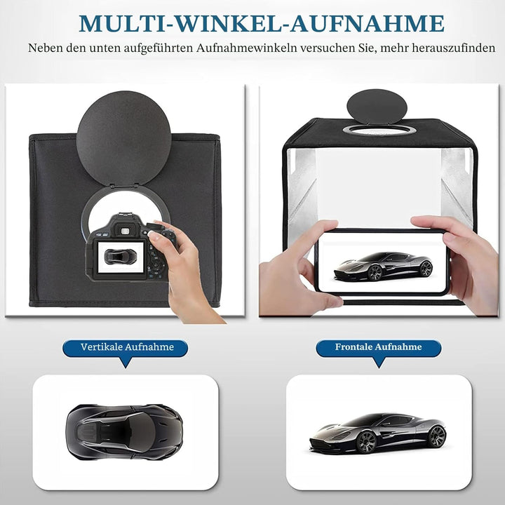 PULUZ tragbarer Fotostudio-Lichtkasten, professionelles dimmbares Fotozelt-Set mit 144 LEDs und 6 Hi