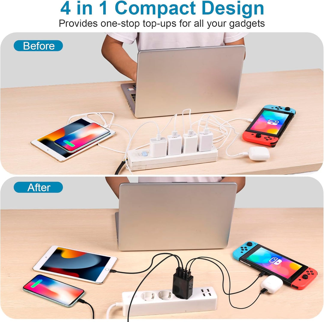 2 Stück USB Ladegerät, Insgesamt 33W Quick Charge 3.0 Schnellladegerät Mehrfach Ladestecker USB Netz