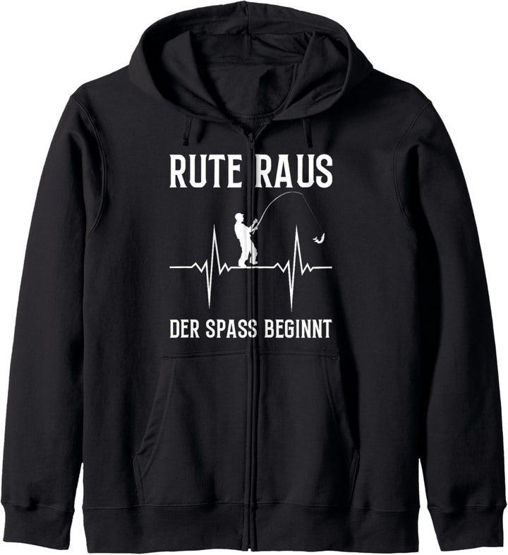 Angeln Rute Raus Der Spass Beginnt Angler Herzschlag Spruch Kapuzenjacke