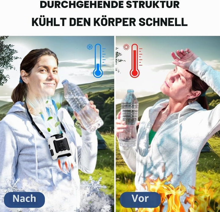 CAZOKASI Verbesserter 10.000 mAh Taillenclip, tragbarer persönlicher Kühlventilator, Grau | Bis zu 4