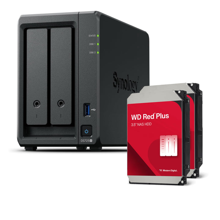 Synology DS725+ Bundle 12TB Western Digital (WD Red Plus 2X 6TB) 2 Bay Plus Serie mit Ryzen R1600, 4