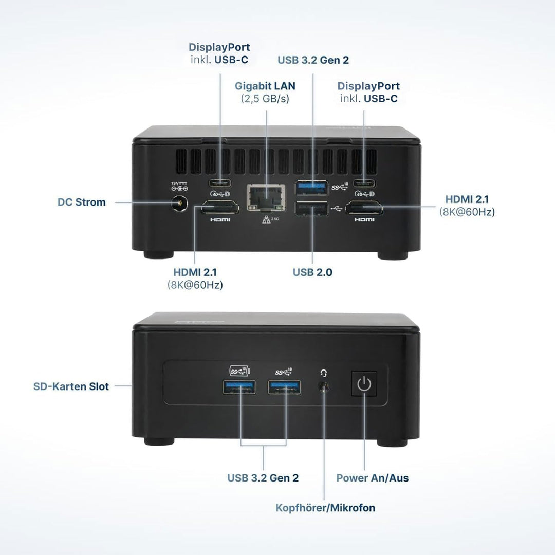 Pro Intel® Core-i3 12. Gen. • NUC12 Pro PC • 6 Kerne, bis zu 4,4GHz • 8GB RAM, 256GB SSD • Thunderbo
