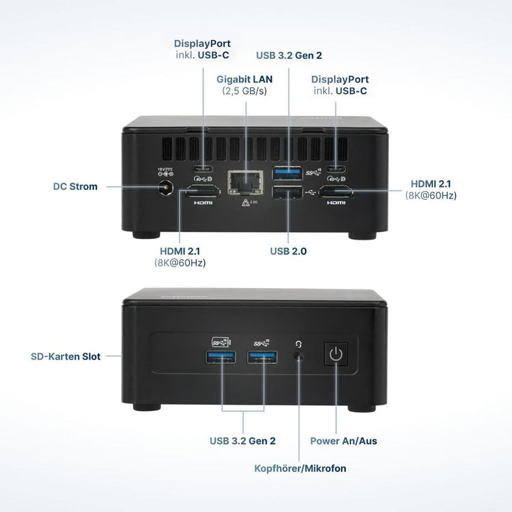 Pro Intel® Core-i3 12. Gen. • NUC12 Pro PC • 6 Kerne, bis zu 4,4GHz • 8GB RAM, 256GB SSD • Thunderbo