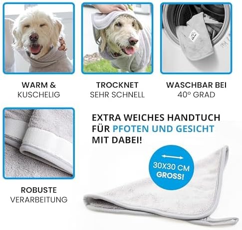 TESTSIEGER Hundebademantel - Flauschiger Mikrofaser-Mantel für trockene, glückliche Hunde - Saugstar