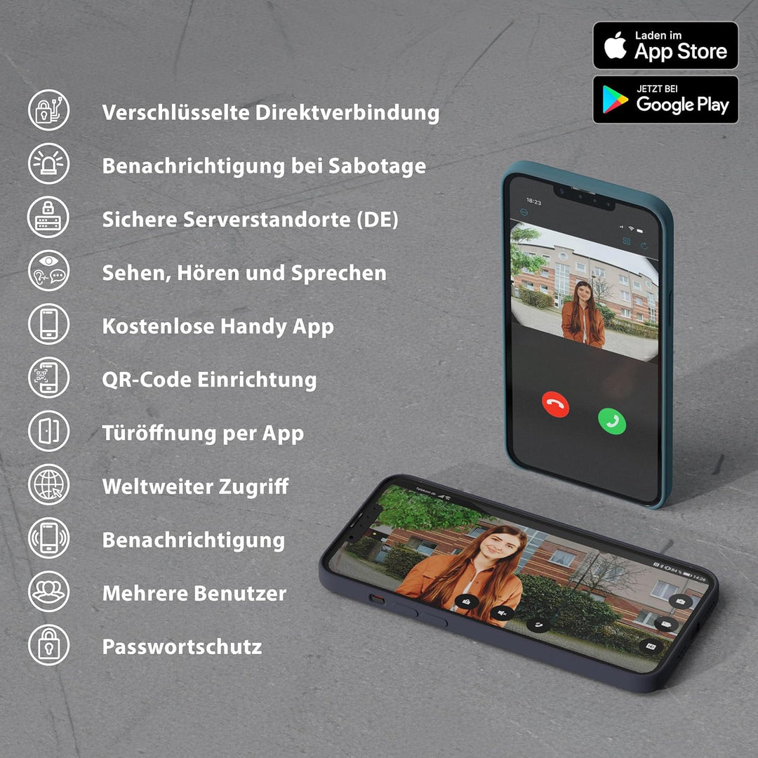 GOLIATH Basic Video Türsprechanlage, 2 Draht Bus, 2X 7 Zoll Monitor, Unterputz Türklingel mit Kamera