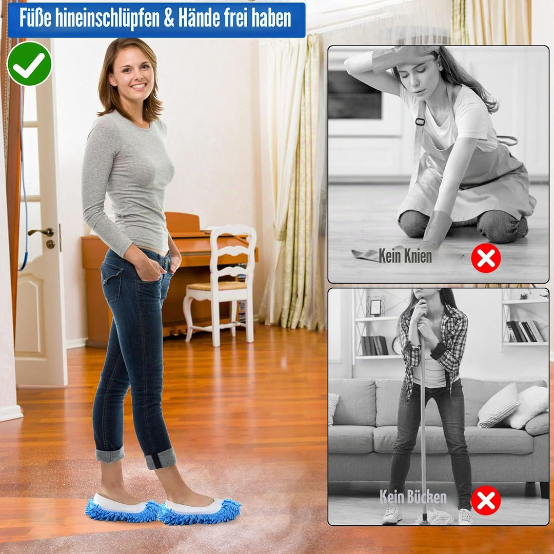 10 Stück Wischmopp-Hausschuhe für Bodenreinigung, waschbar, wiederverwendbar, Mikrofaser-Staubmopp-S