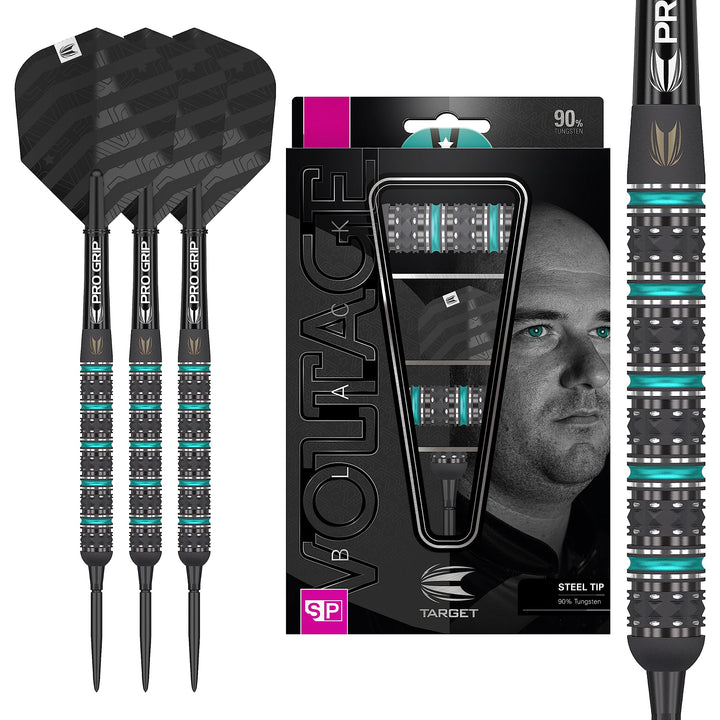 Target Darts Rob Cross Black Edition 90% Wolfram Swiss Point Steeldarts-Set Dartpfeile 23G, 23G