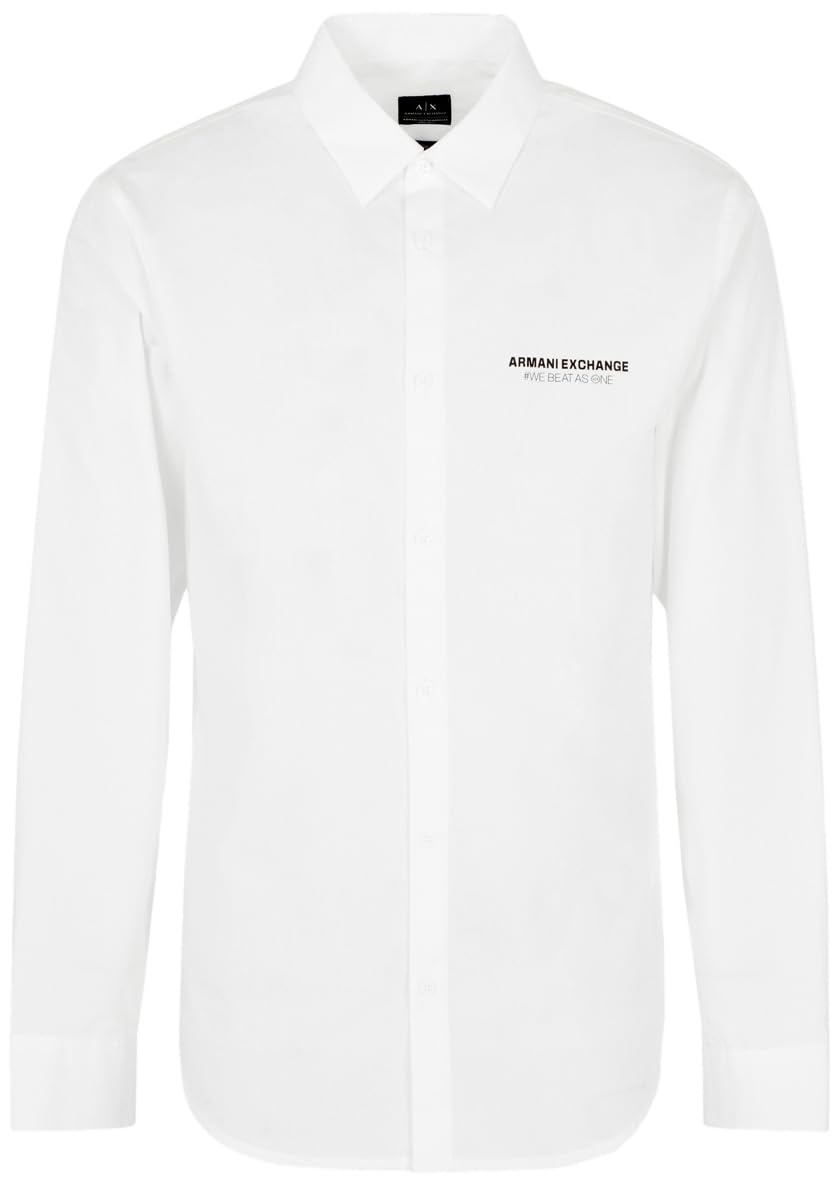 Armani Exchange Herren Sustainable, Printed Quote, Regular Fit Shirt XXL Weiss, XXL Weiss