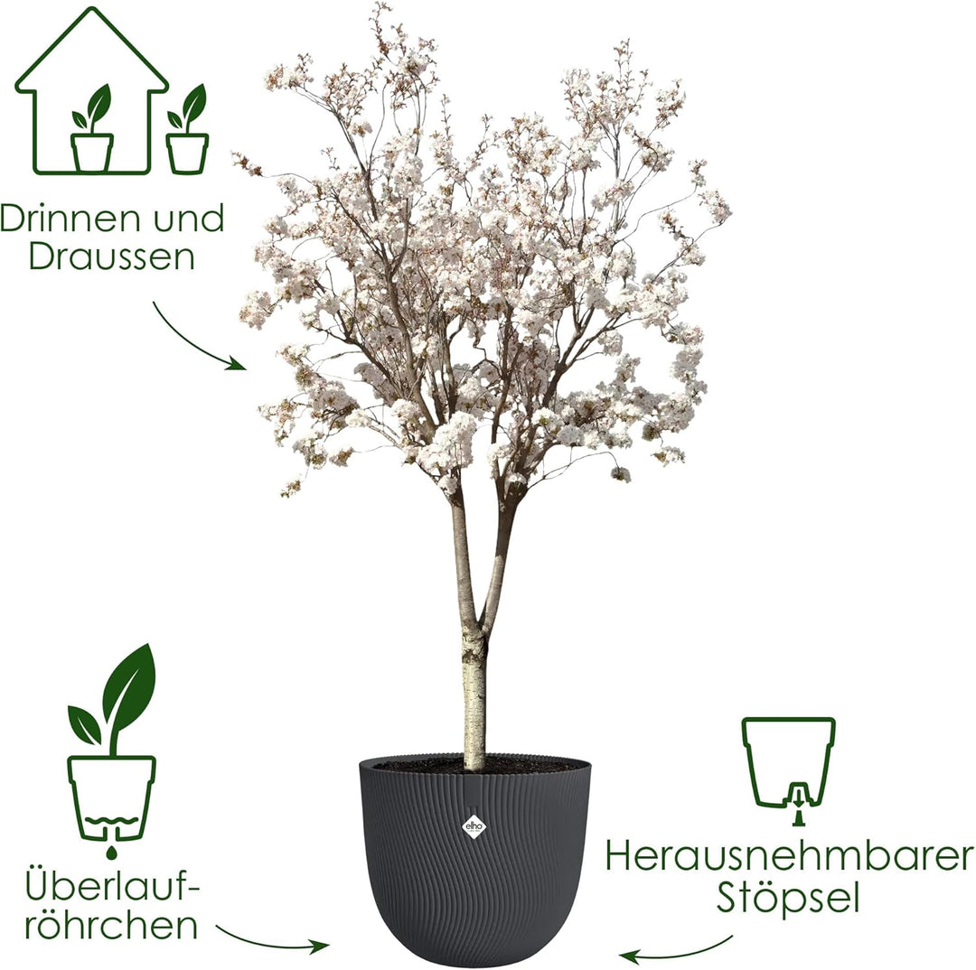 elho Sereh Round 47 - Flower Pot for Indoor and Outdoor Use - 100% Recycled Plastic - Diameter 47.0