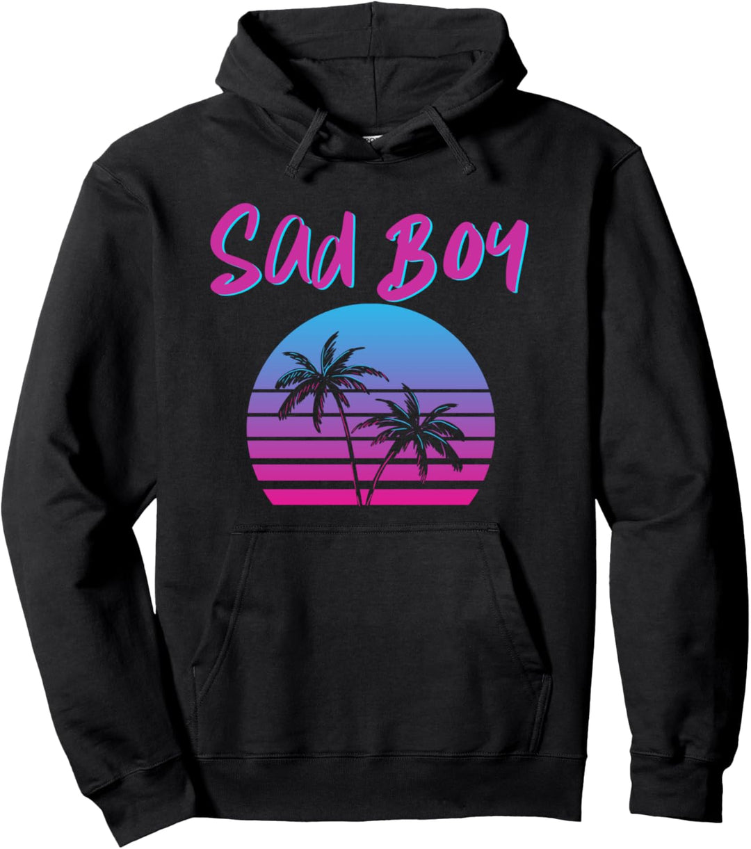 Sad Boy Palm Tree Vaporwave Art Retro Music Artists Gift Pullover Hoodie