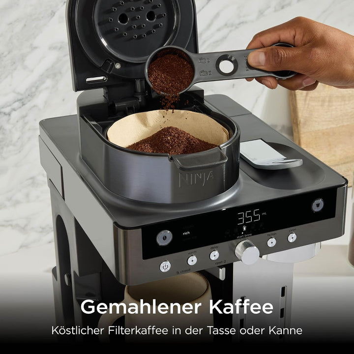 Ninja Prestige 2-in-1 Filterkaffee- und Kapselmaschine mit integriertem Milchaufschäumer, für Latte,