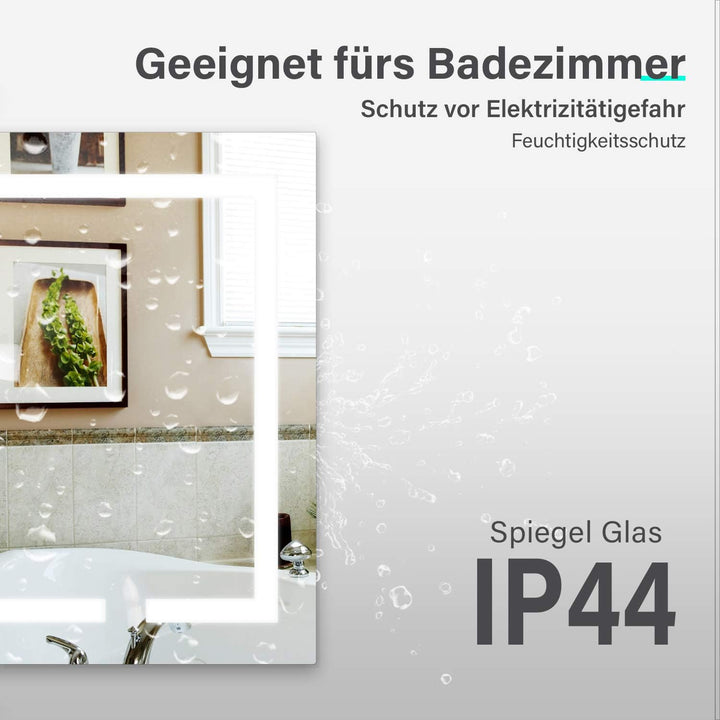 Elegant Led Badspiegel 50x70 cm Badspiegel mit Beleuchtung und Touchschalter kaltweiss Badezimmer W
