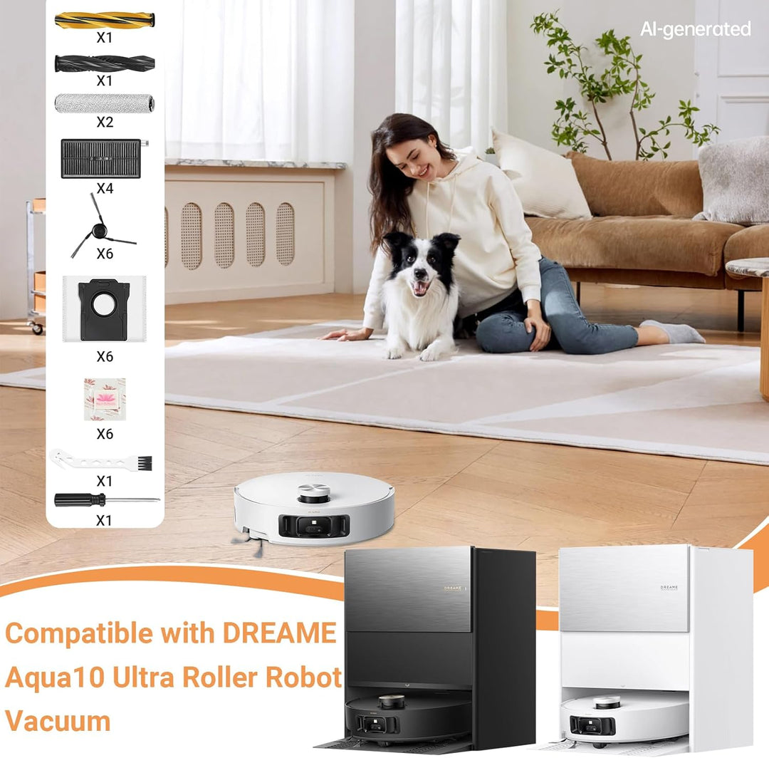 28 Stück Zubehör für Dreame Aqua10 Ultra Roller Complete Saugroboter | 2 Hauptbürsten, 2 Rollen Wisc