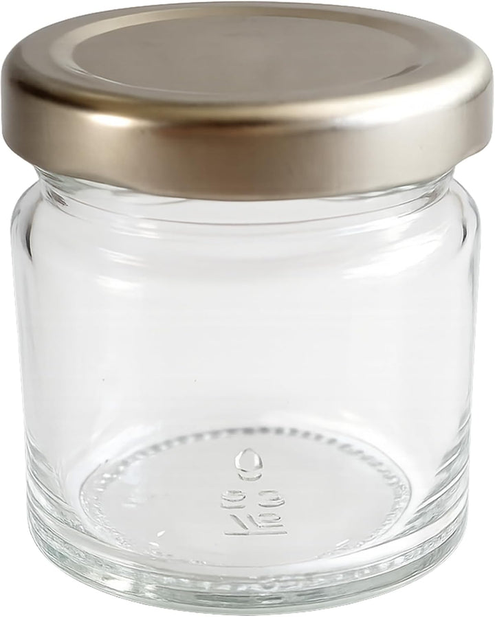 hocz 28x Mini Marmeladengläser 53 ml Set | Deckel Silber TO 43 | kleine Einmachgläser mit Schraubdec