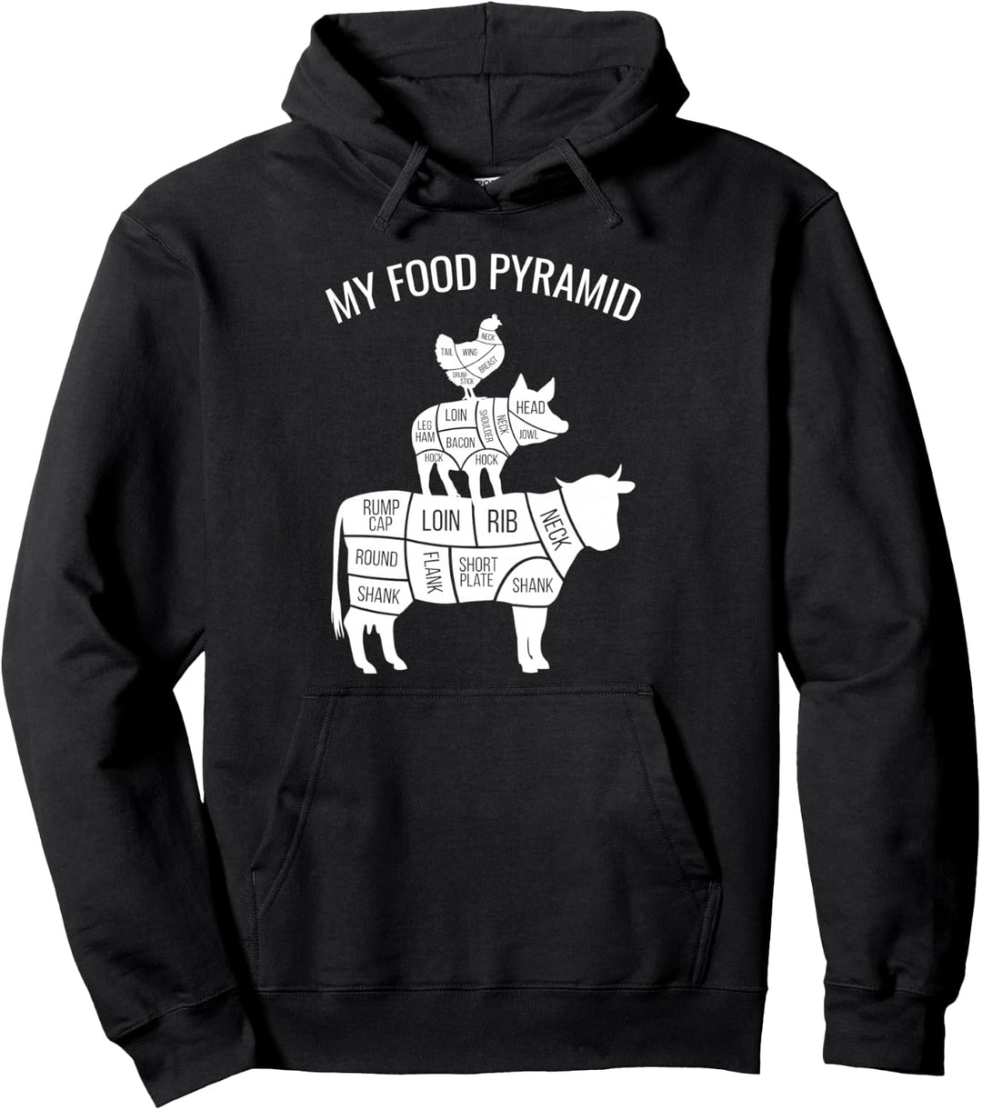 My Food Pyramid Funny Carnivore Cow Pig Chicken Pullover Hoodie