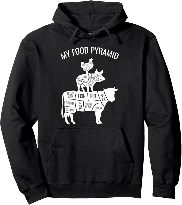 My Food Pyramid Funny Carnivore Cow Pig Chicken Pullover Hoodie