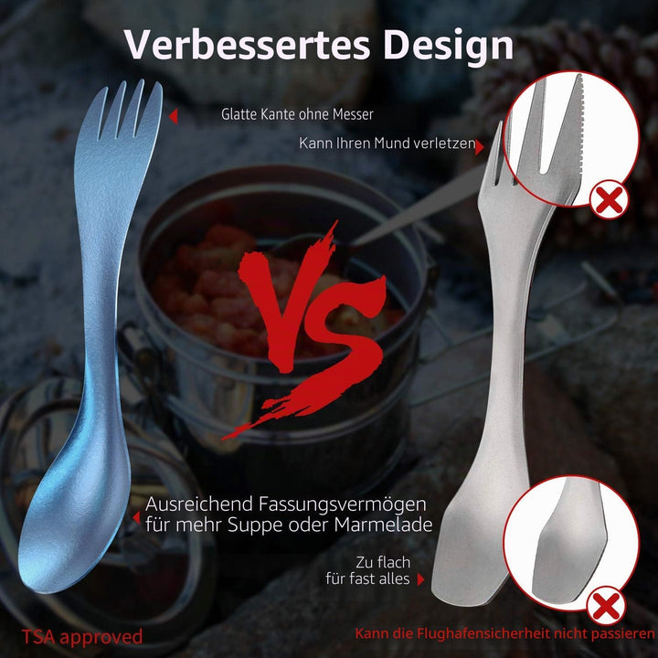 OUTXE Titan Ultra Lightweight Camping Utensil, umweltfreundlicher Spork für Rucksacktouren, Wandern,