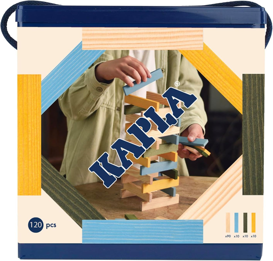 KAPLA - Baukasten mit 120 bunten Holzbrettchen (Natur, Hellblau, Gelb, Grün) , Spiele &amp; Holzspielzeu