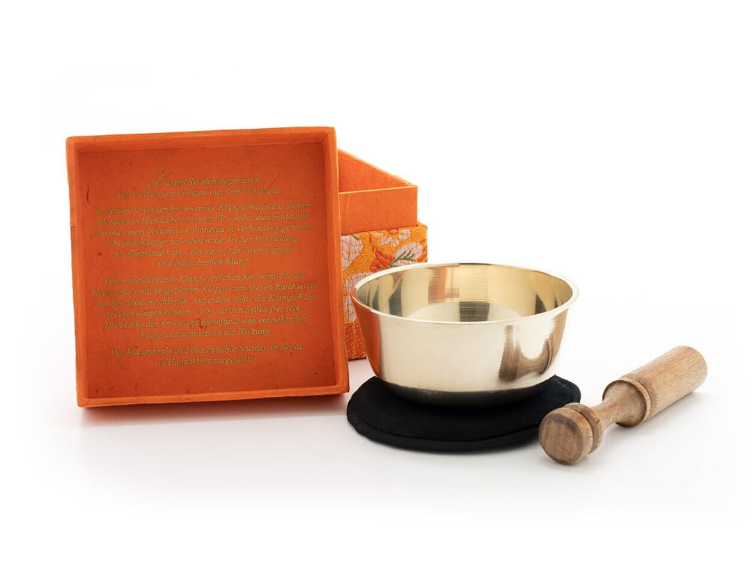 Klangschalen-Set mit Gravur Blume des Lebens Grösse M: Handgefertigt in Nepal und natürlich fair geh