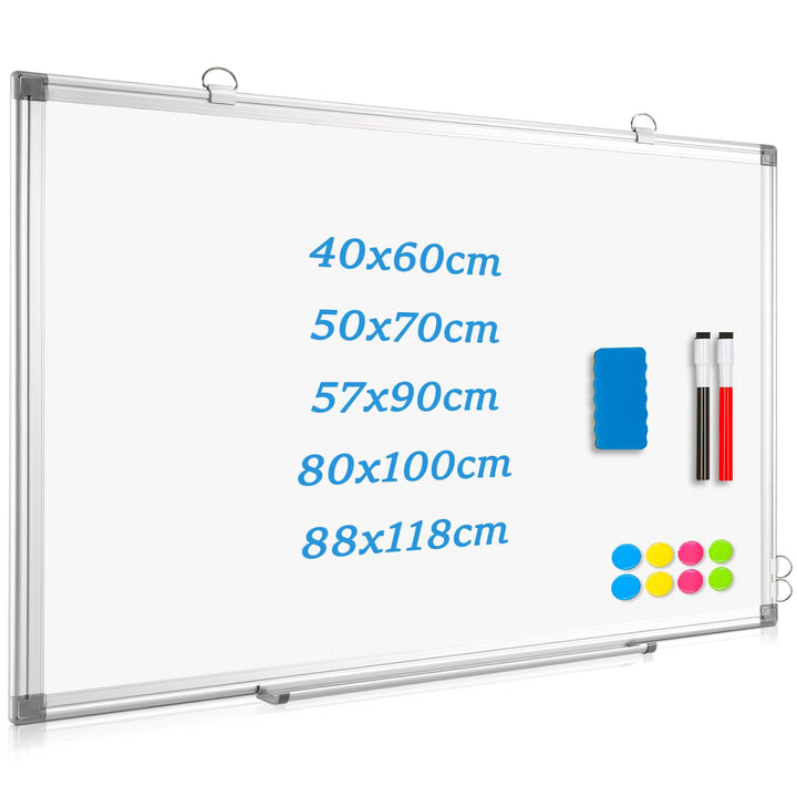 QUEENLINK Whiteboard Magnetisch, Magnettafel mit Aluminiumrahmen,50x70cm Magnetwand White Board mit