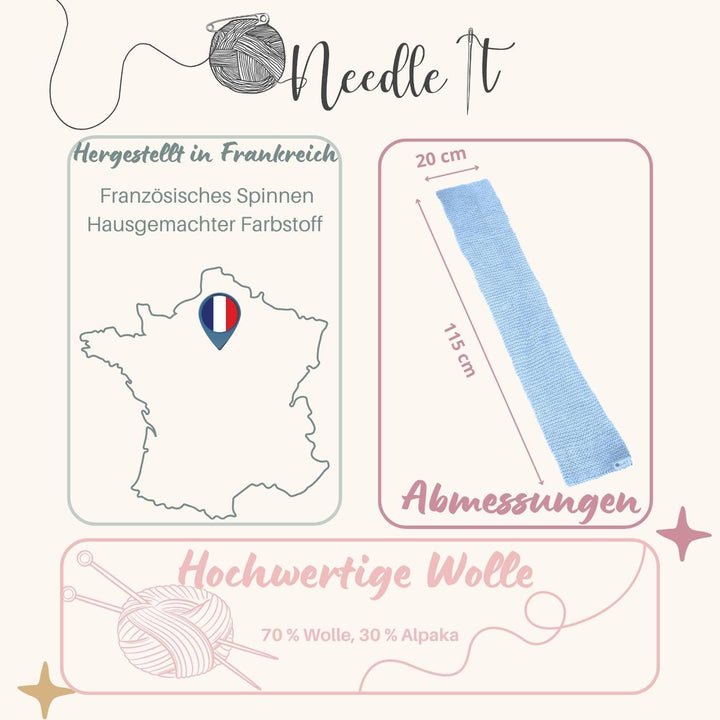 Needle It® - Komplettes Strickset für Anfänger mit Stricknadeln - Strickschal aus Wolle - Geschenkid