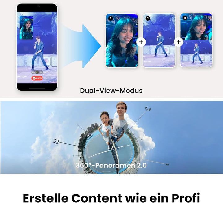 Insta360 Flow 2 Pro Creator-Bundle Weiss – Erster KI-Smartphone-Gimbal mit Apple DockKit, innovative