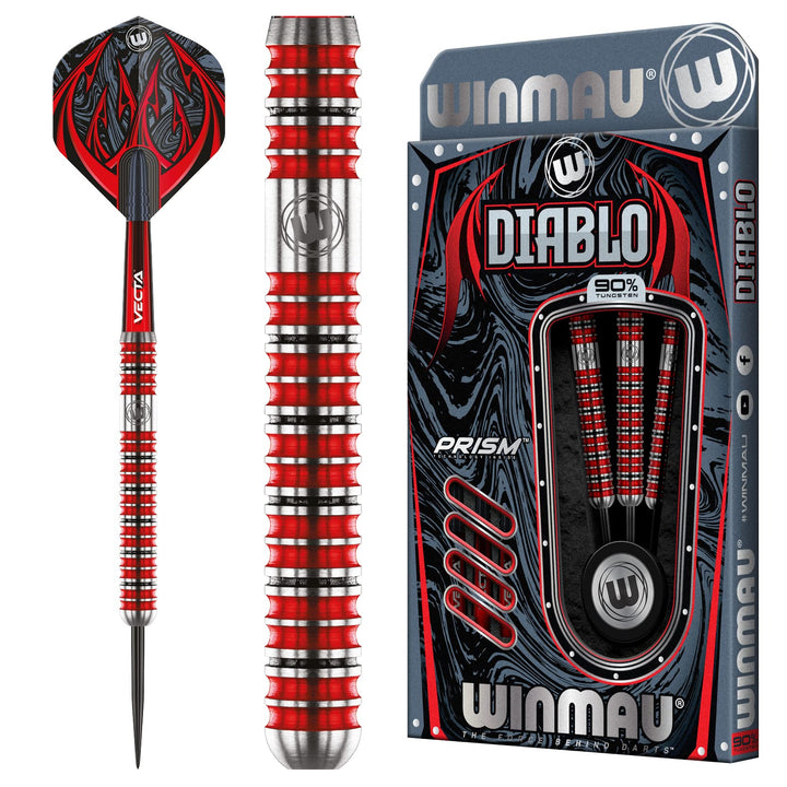 WINMAU Diablo Profi Stahlspitze Wolfram Dartpfeile mit Flüge und Stiele (Wellen) 22g Parallel, 22g P
