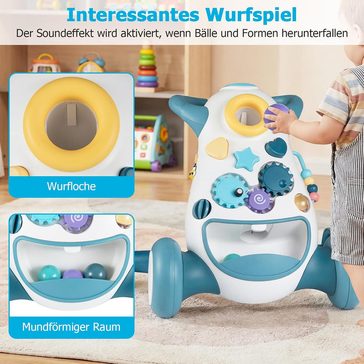 COSTWAY Lauflernwagen Baby, Lauflernhilfe mit Musik &amp; Licht, Laufhilfe mit Formensortierer, Zahnräde