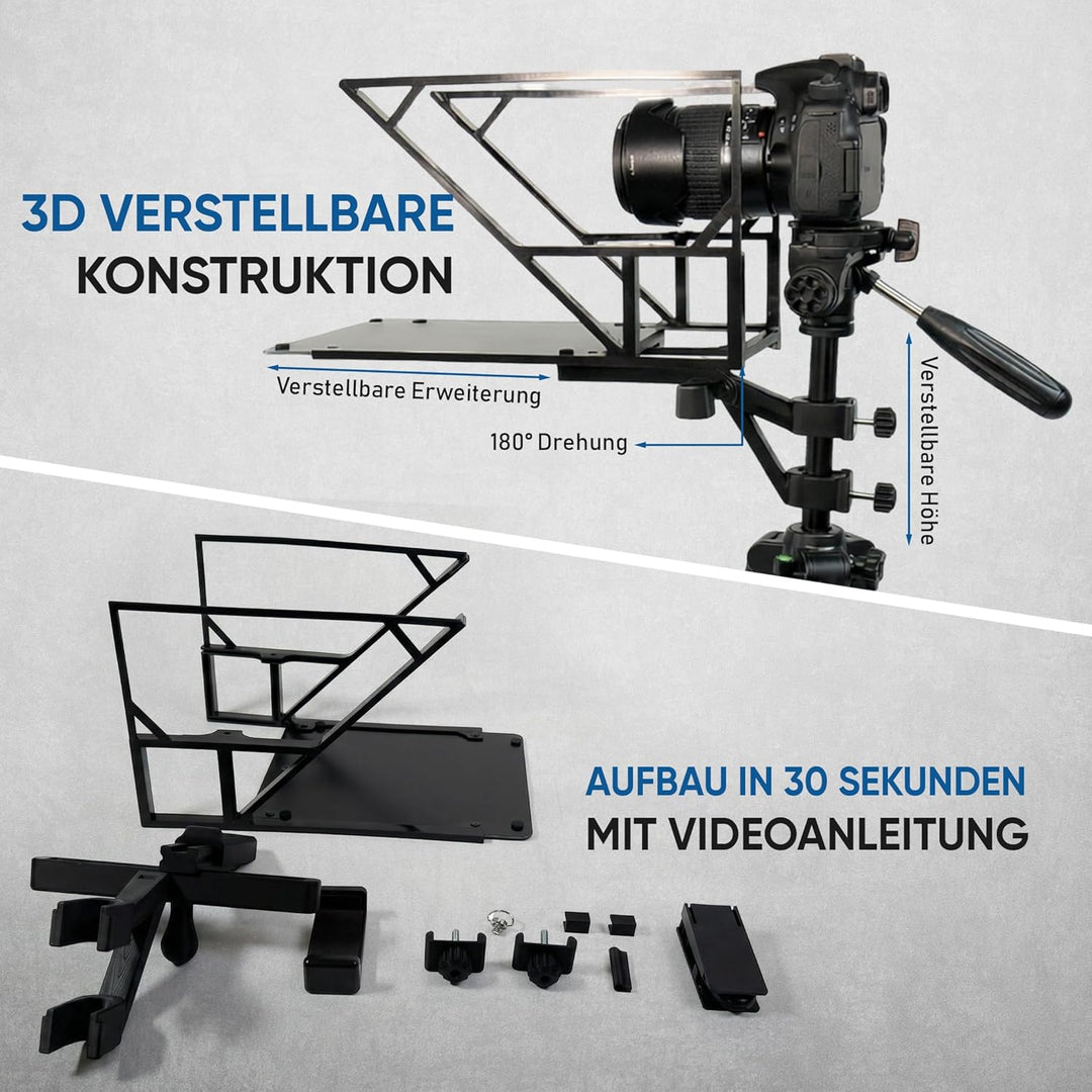 NEO Teleprompter für Kamera, Smartphone & Tablet – Autocue Prompter kompatibel mit DSLR, Webcam & iP