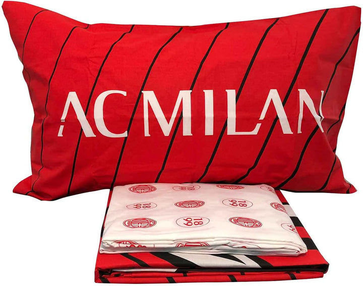 A.C. Milan hermet 1 halbes Bettlaken-Set, 100% Baumwolle, rot schwarz 1 Piazza E Mezza Rosso / Nero,